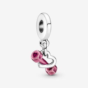 Pandora Silver Bracelet Charm with Pink Heart